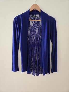SWS Royal Blue Lace-Back Open Cardigan small